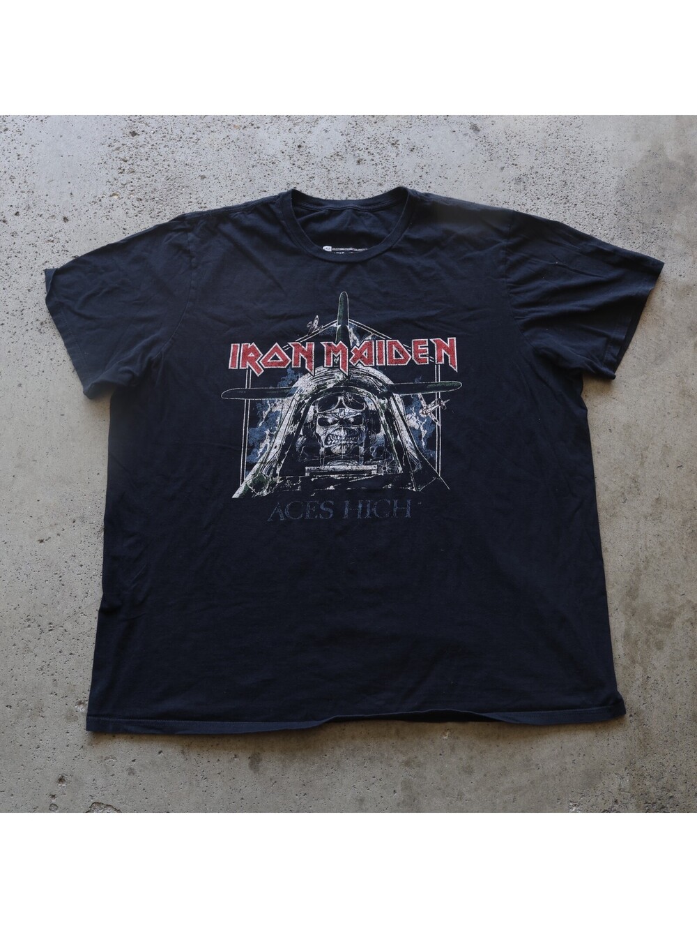 Iron Maiden Aces High Graphic T Shirt Mens 2XLT Black Heavy Metal Band Tee